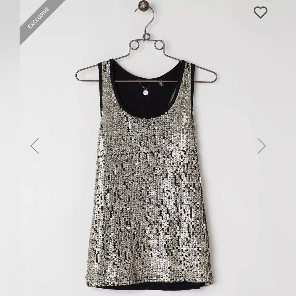 BKE Boutique Gold Sequin Tank Top